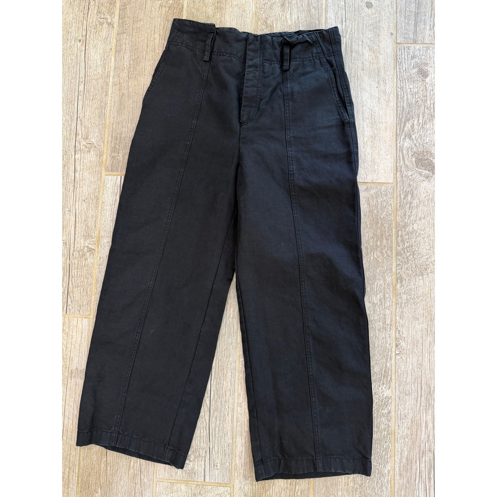 Vince Utility Pants Women 4 Black Excellent Wide Leg High Rise Seam Detail